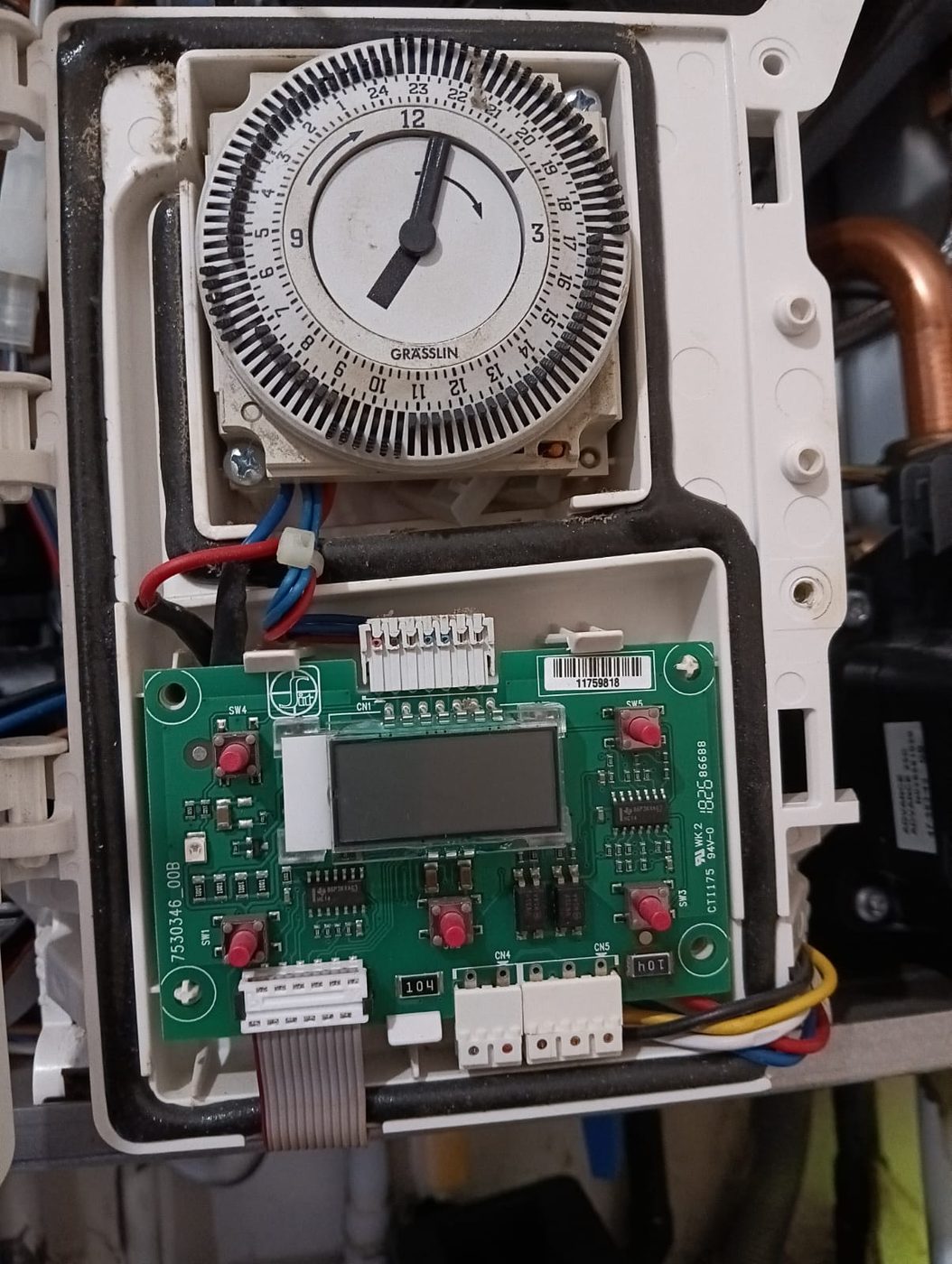 Gas Safe engineer replacing a faulty display PCB on a Biasi boiler in Hornchurch, East London